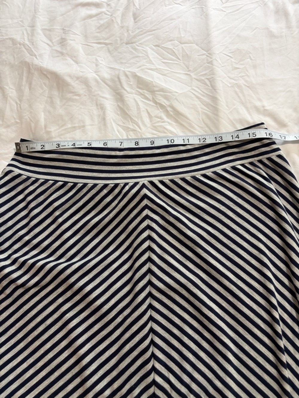 Faded Glory Maxi Skirt Navy and Gray Striped Handkerchief Hem Boho - Picture 5 of 7
